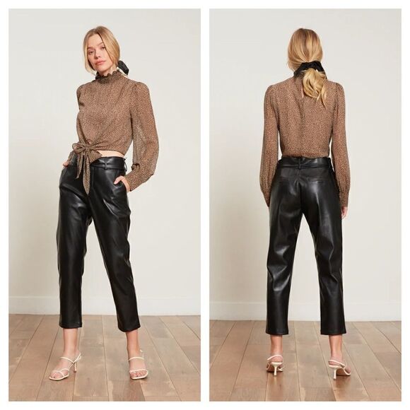 NWOT Lucy Paris Londyn Faux Leather Belted Ankle Pants - Picture 1 of 16